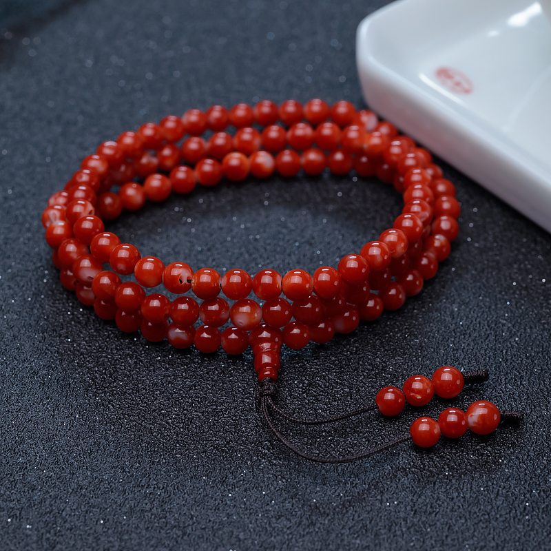 5mm阿卡珊瑚108佛珠-红掌柜