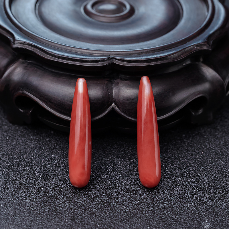 台湾珊瑚水滴戒面-红掌柜