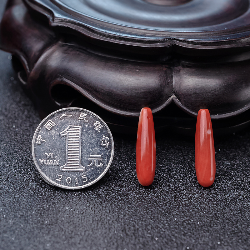 台湾珊瑚水滴戒面-红掌柜