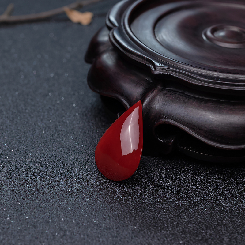 黑红珊瑚水滴戒面-红掌柜