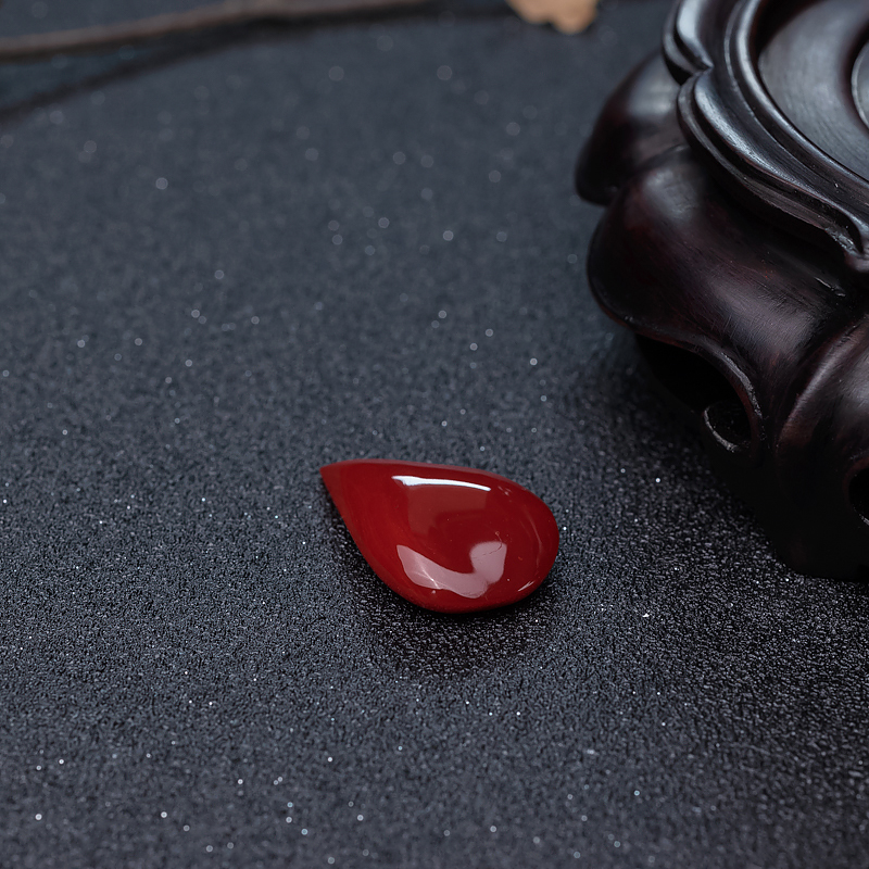天然珊瑚水滴戒面-红掌柜