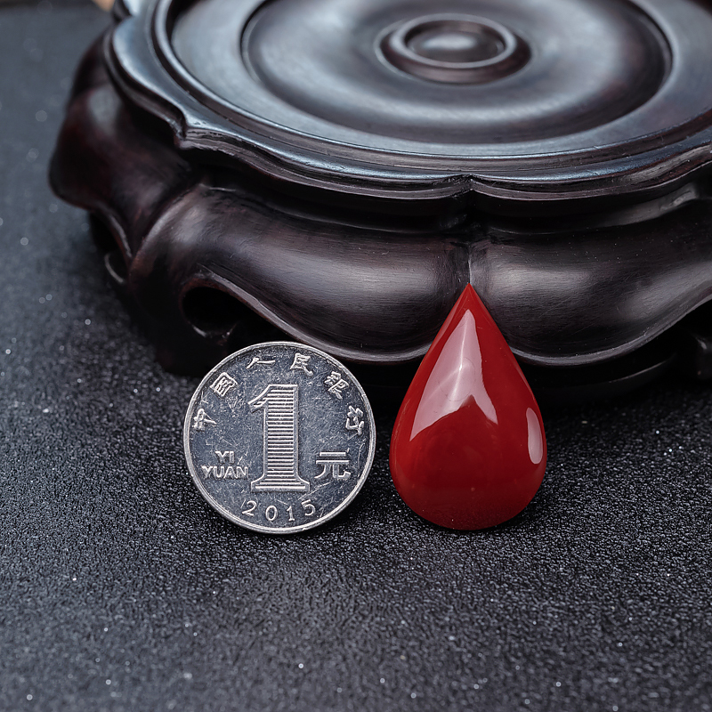 珊瑚水滴戒面-红掌柜