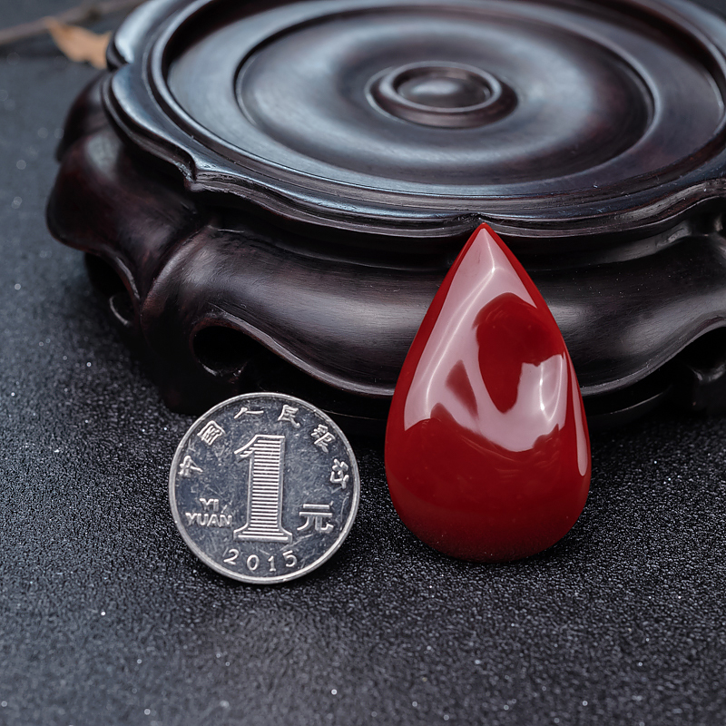 日本天然珊瑚水滴戒面-红掌柜