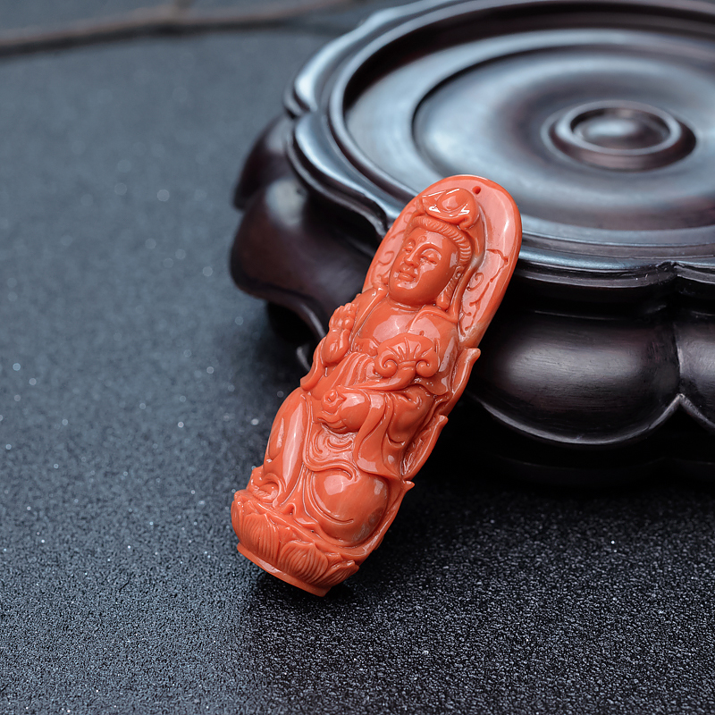 珊瑚观音吊坠-红掌柜