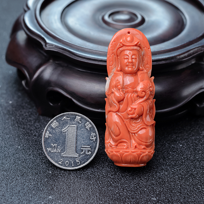 台湾珊瑚观音吊坠-红掌柜