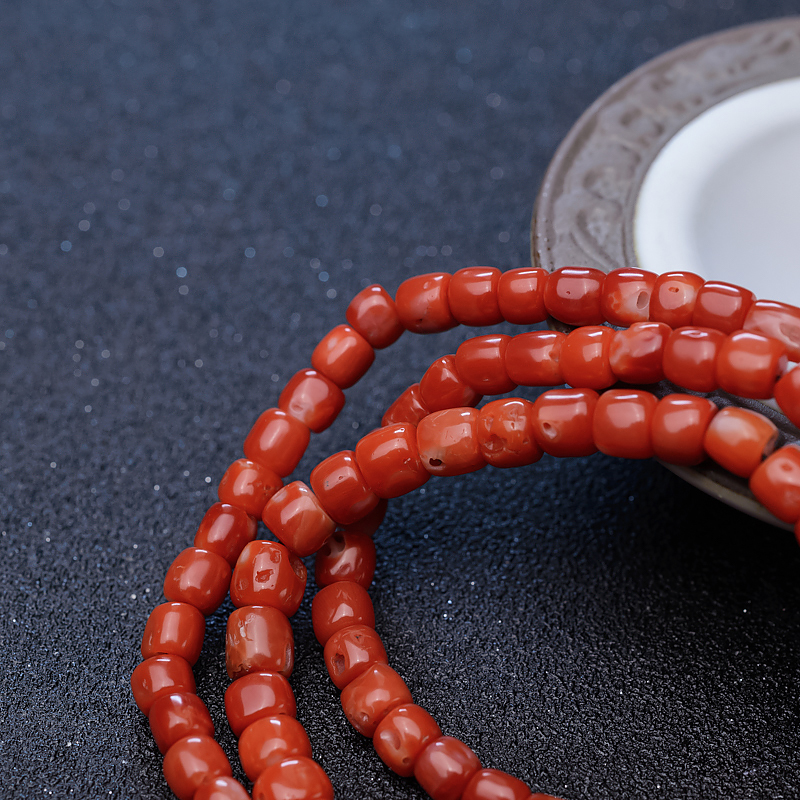 日本阿卡珊瑚桶珠塔链-红掌柜