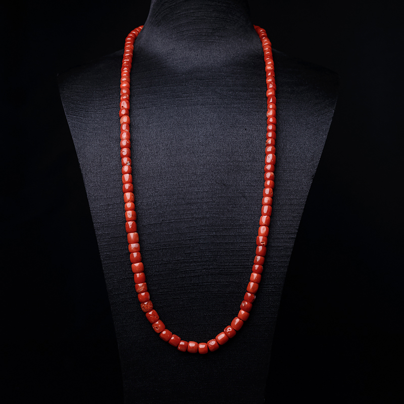 阿卡珊瑚桶珠塔链-红掌柜