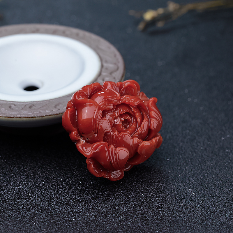 天然阿卡珊瑚花吊坠-红掌柜