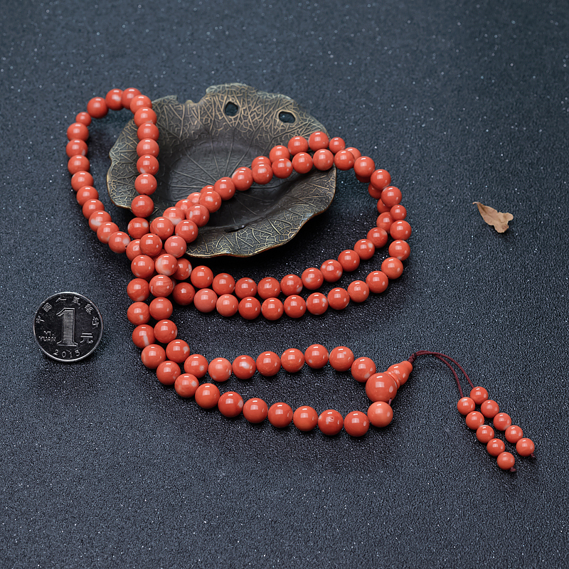 台湾珊瑚108佛珠-红掌柜