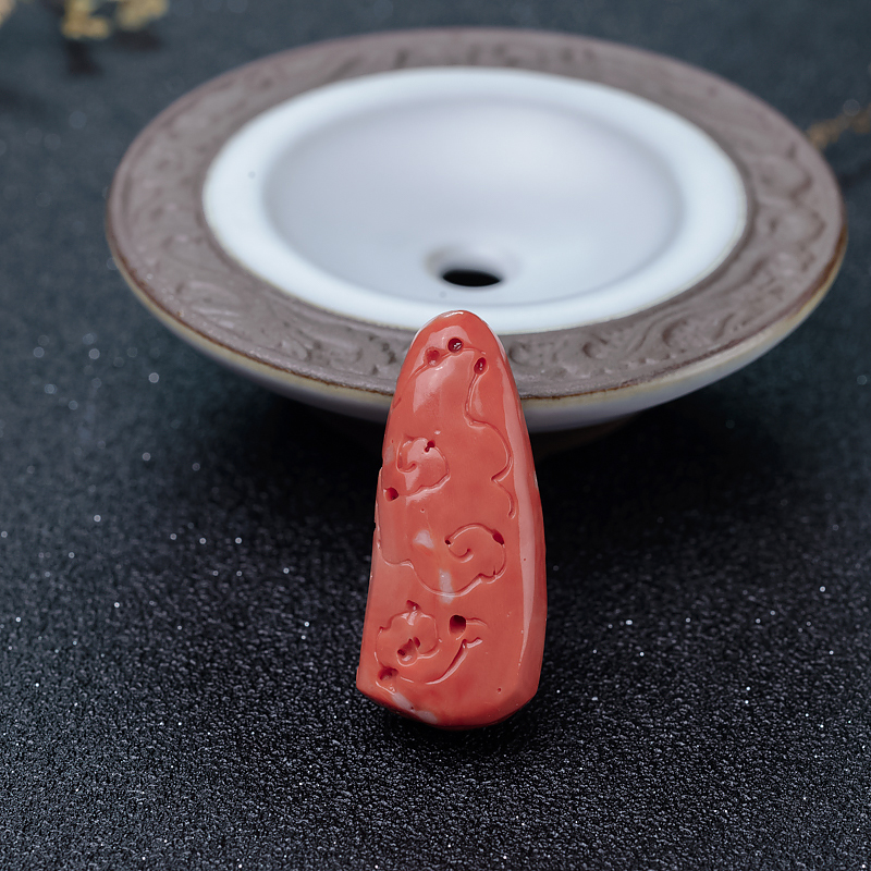 天然台湾珊瑚观音吊坠-红掌柜