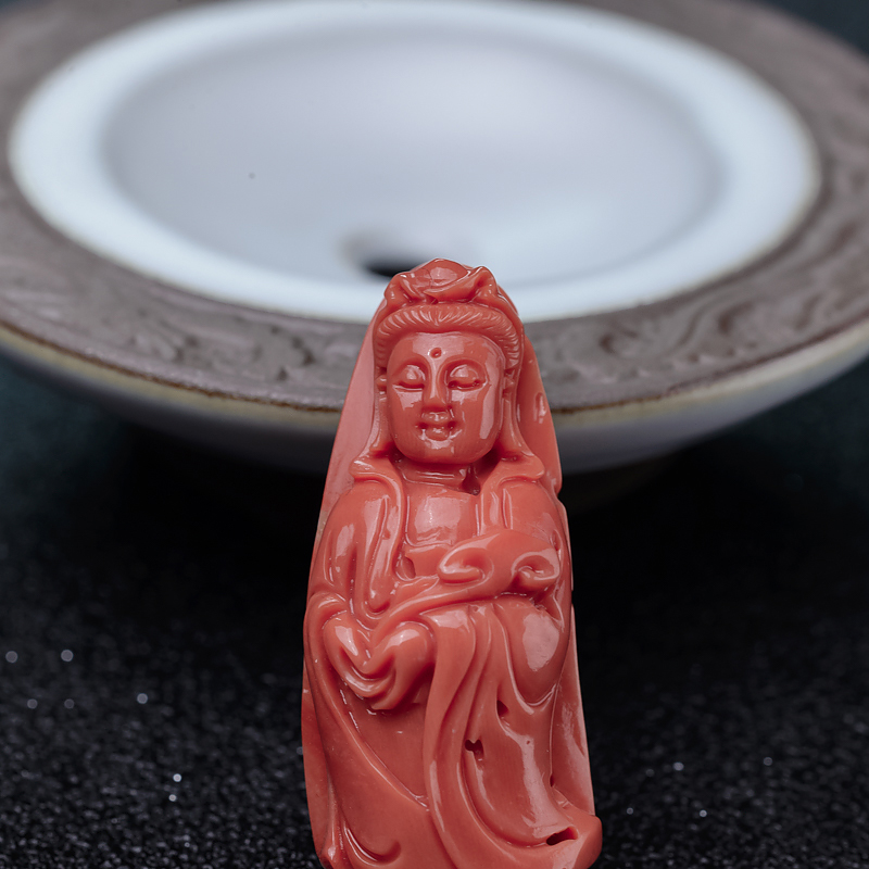 天然台湾MOMO珊瑚吊坠-红掌柜