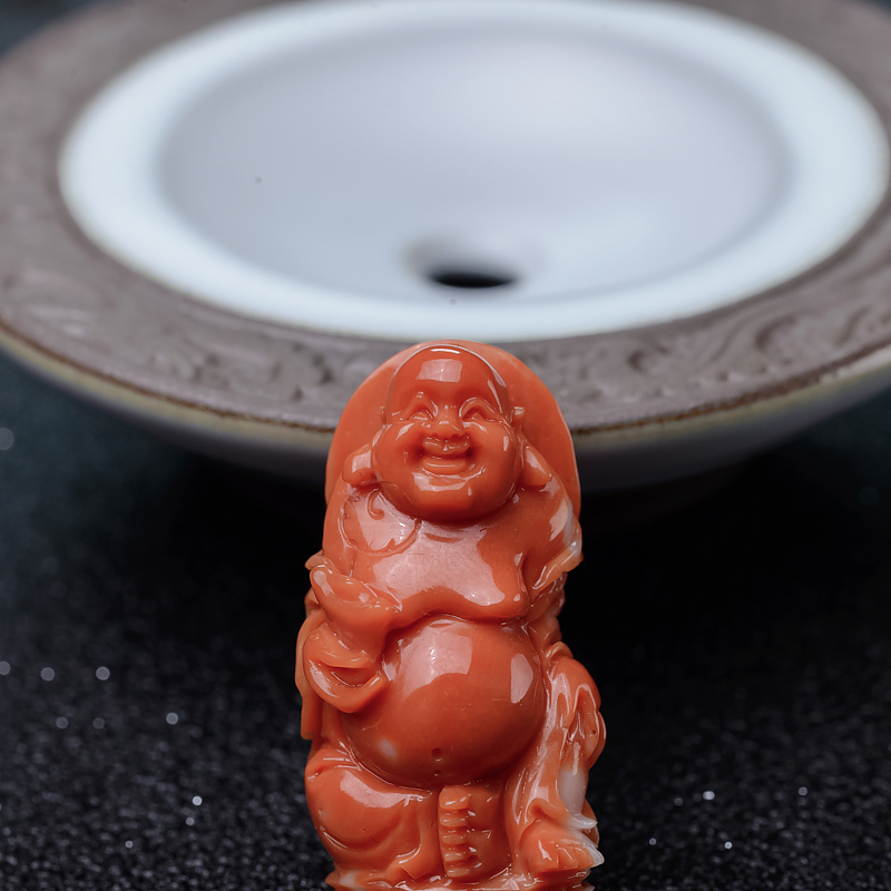 台湾天然MOMO珊瑚吊坠-红掌柜