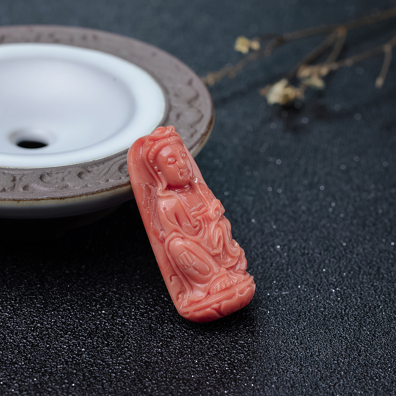 台湾MOMO珊瑚观音吊坠-红掌柜