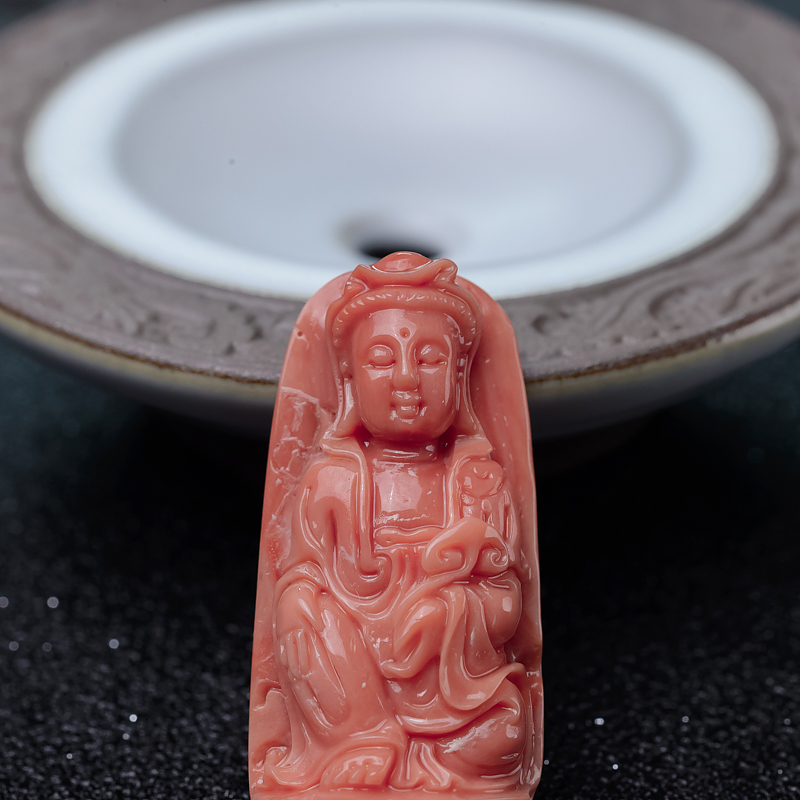 台湾天然MOMO珊瑚吊坠-红掌柜