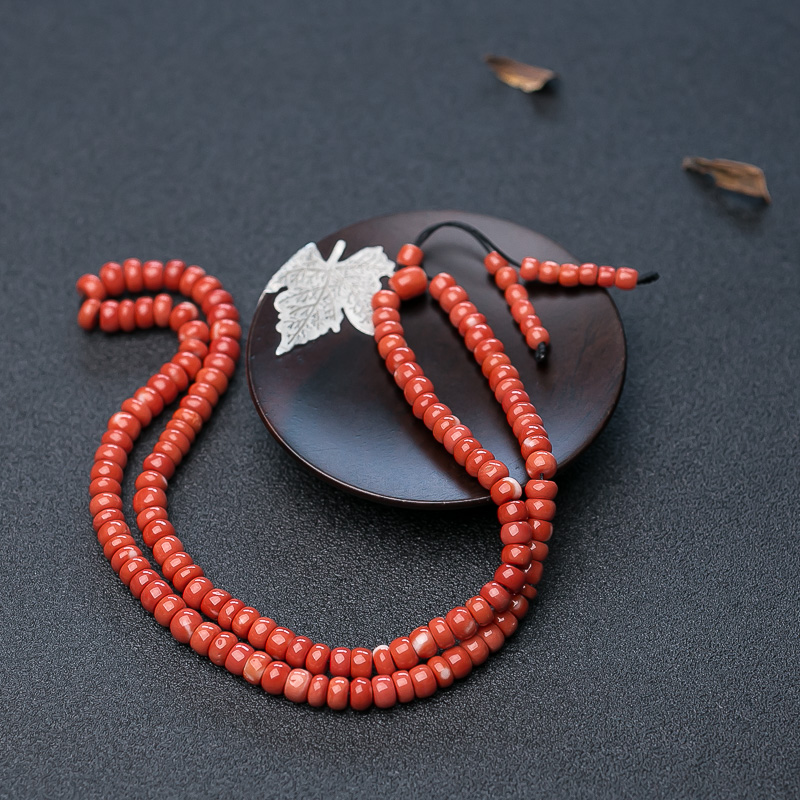 天然珊瑚算盘珠108佛珠-红掌柜