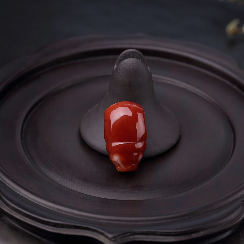 日本天然阿卡朱红珊瑚三通-红掌柜