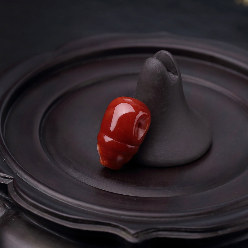 天然阿卡朱红珊瑚三通-红掌柜