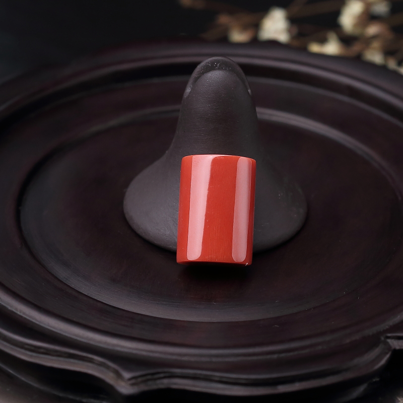 台湾天然MOMO橘红珊瑚戒面-红掌柜