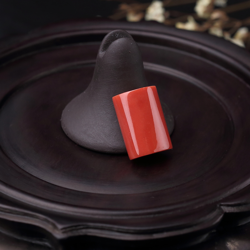 台湾MOMO橘红珊瑚戒面-红掌柜