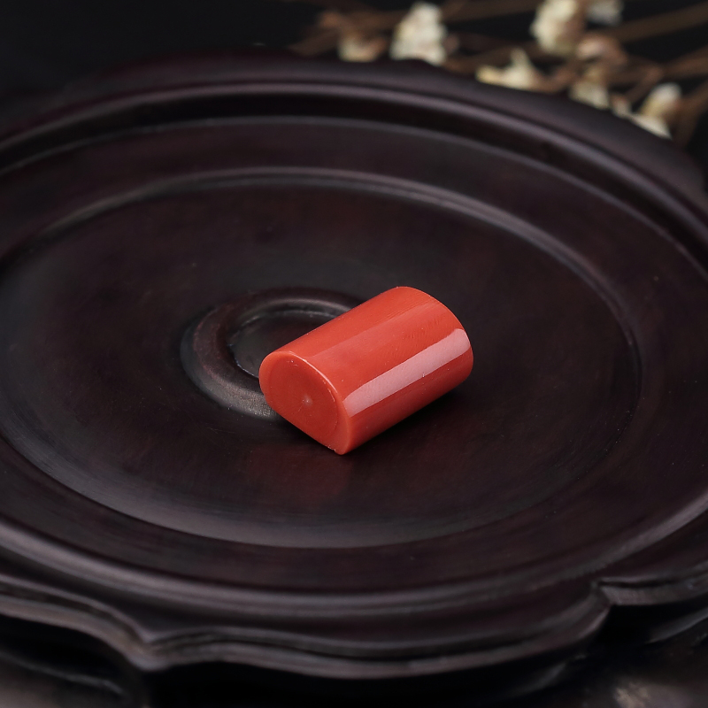 MOMO橘红珊瑚戒面-红掌柜