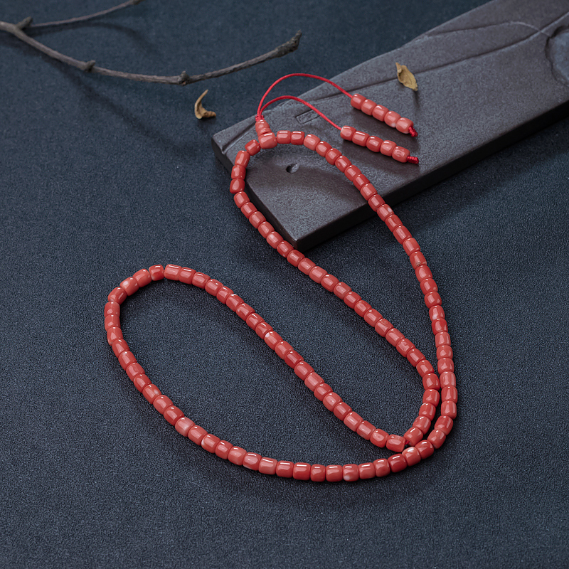 橘红珊瑚桶珠108佛珠-红掌柜