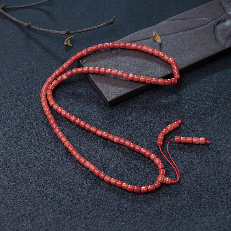 MOMO珊瑚桶珠108佛珠-红掌柜