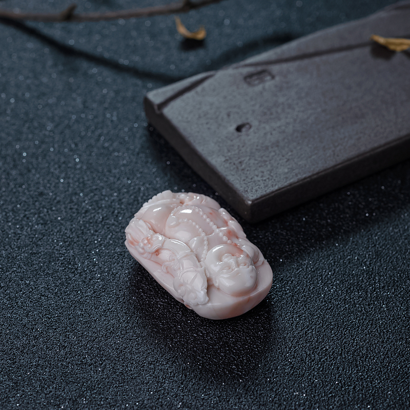 红珊瑚弥勒佛吊坠-红掌柜