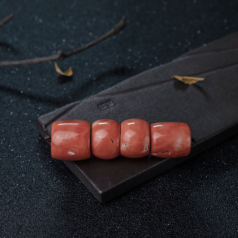 MOMO橘色珊瑚桶珠-红掌柜