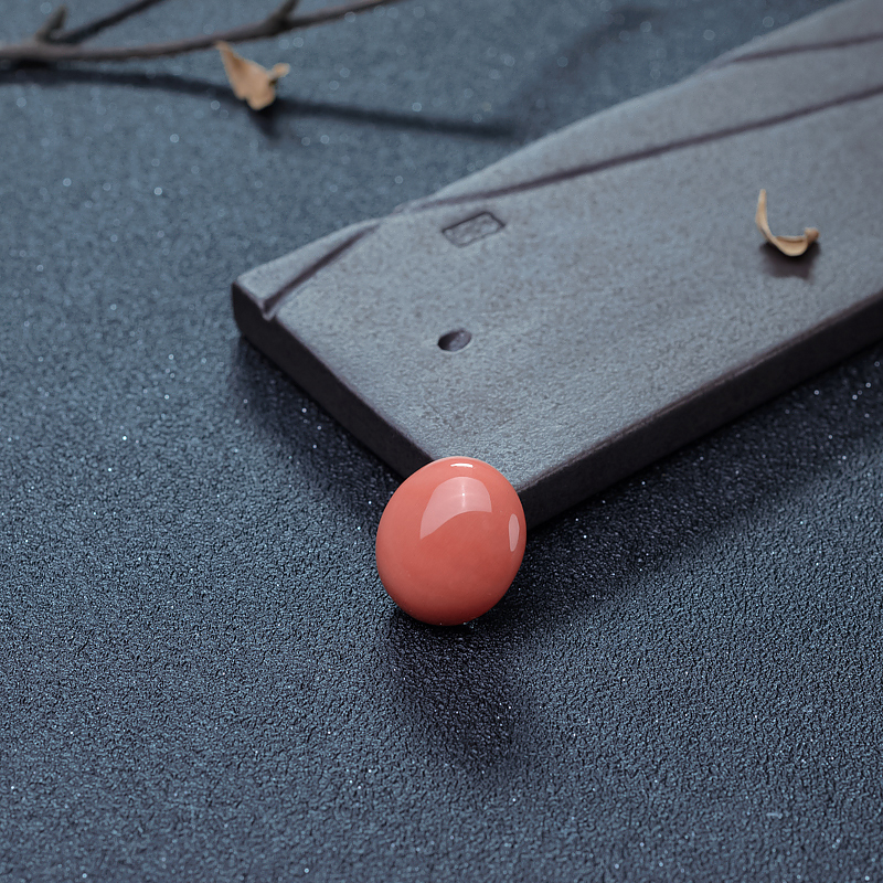 橘红珊瑚蛋面形戒面-红掌柜