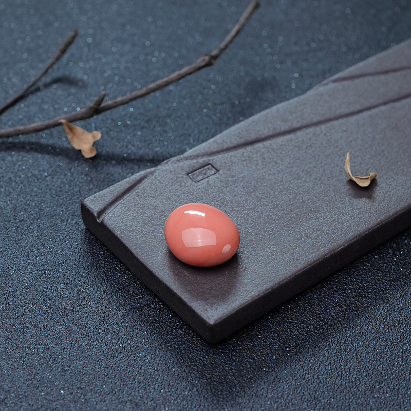 珊瑚蛋面形戒面-红掌柜