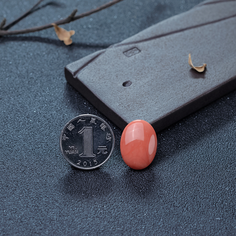 台湾珊瑚蛋面形戒面-红掌柜