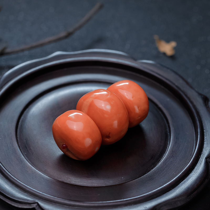 MOMO橘色珊瑚鼓珠-红掌柜