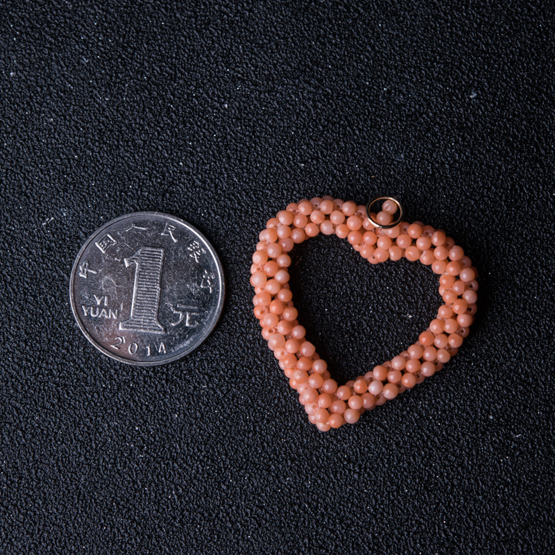 深水珊瑚编织心形吊坠-红掌柜