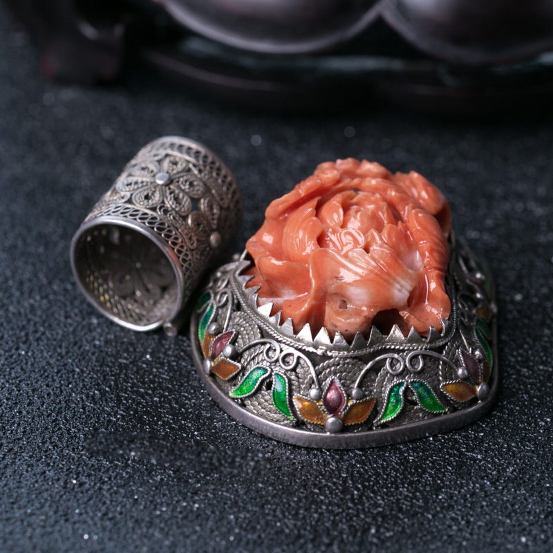 台湾珊瑚牡丹花吊坠-红掌柜