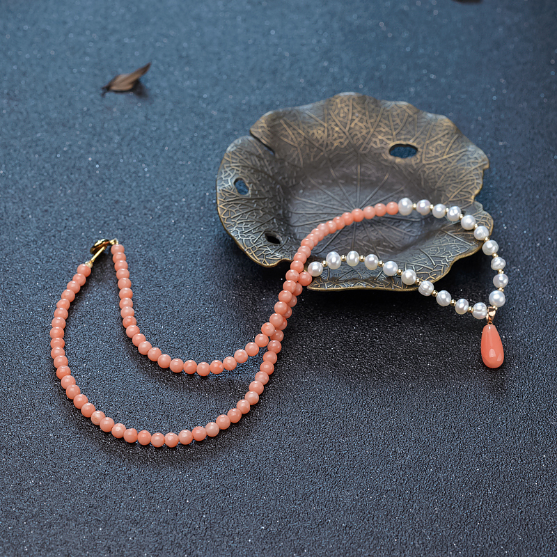 珊瑚水滴项链-红掌柜