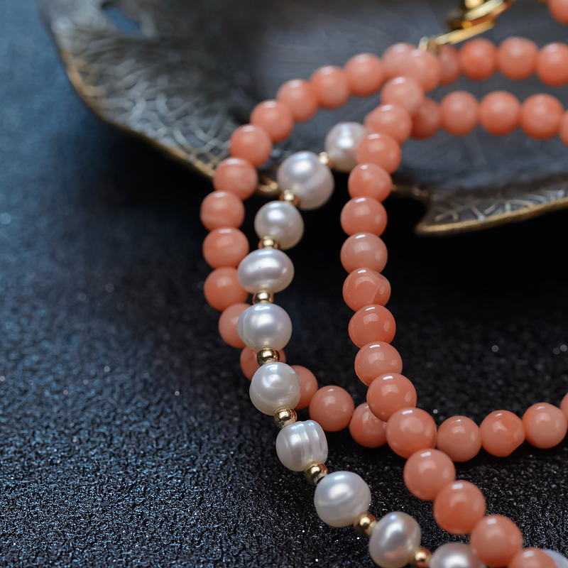 天然珊瑚水滴项链-红掌柜