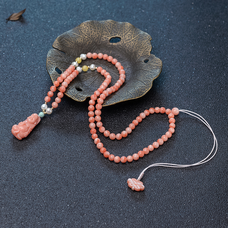 深水珊瑚弥勒佛项链-红掌柜