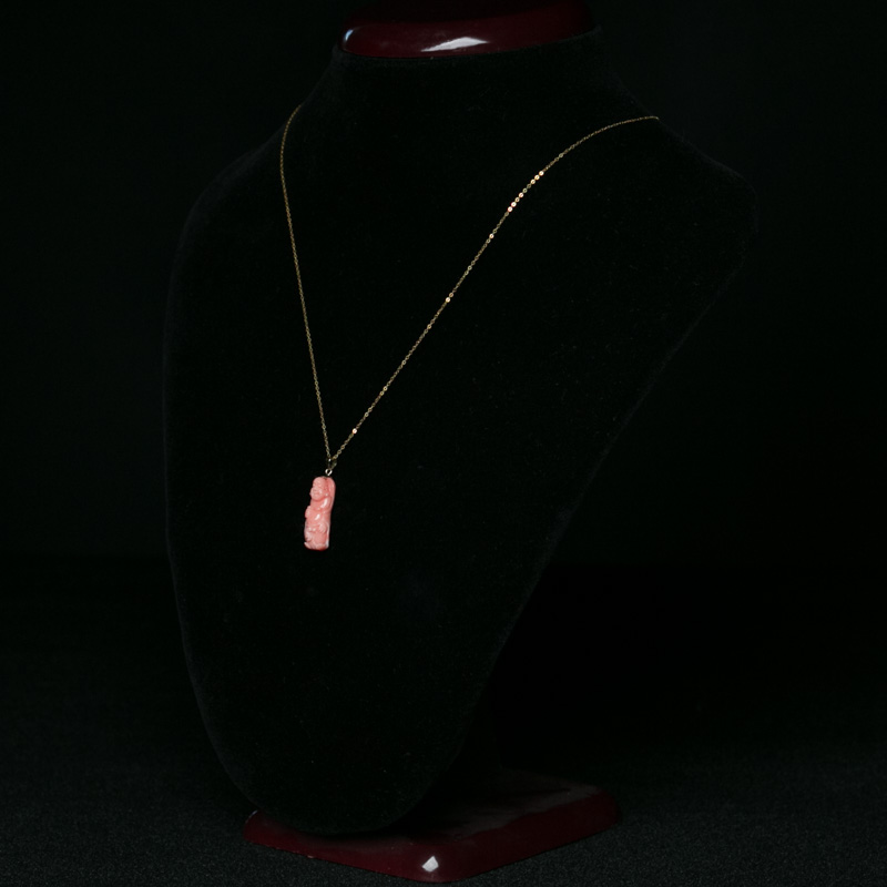 金镶深水珊瑚佛项链-红掌柜