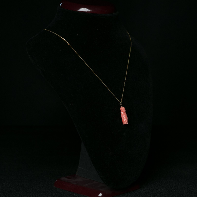 18K深水珊瑚佛项链-红掌柜