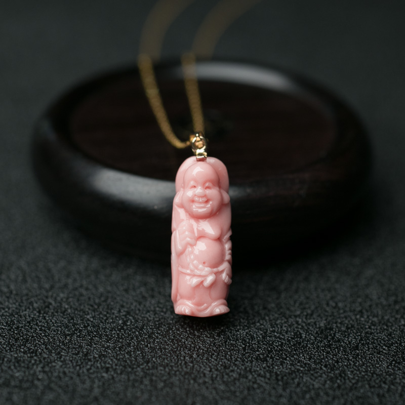 天然深水珊瑚佛项链-红掌柜