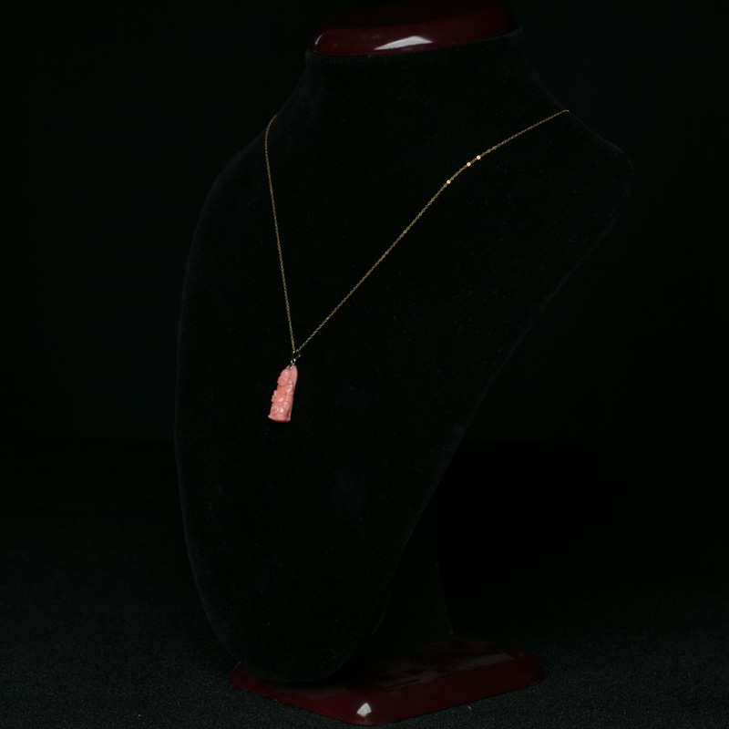 金镶深水珊瑚佛项链-红掌柜