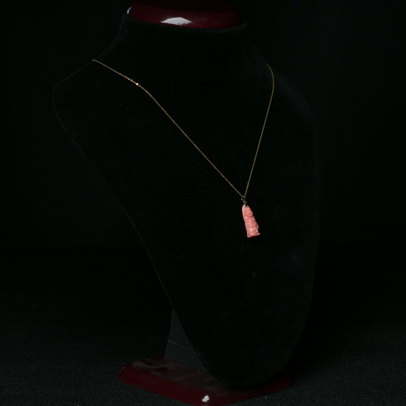 18K深水珊瑚佛项链-红掌柜