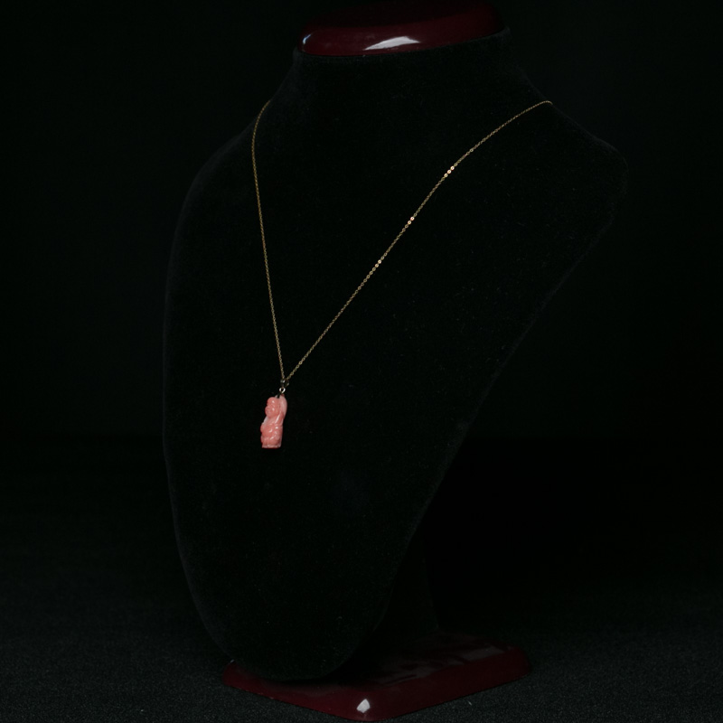 金镶深水珊瑚佛项链-红掌柜