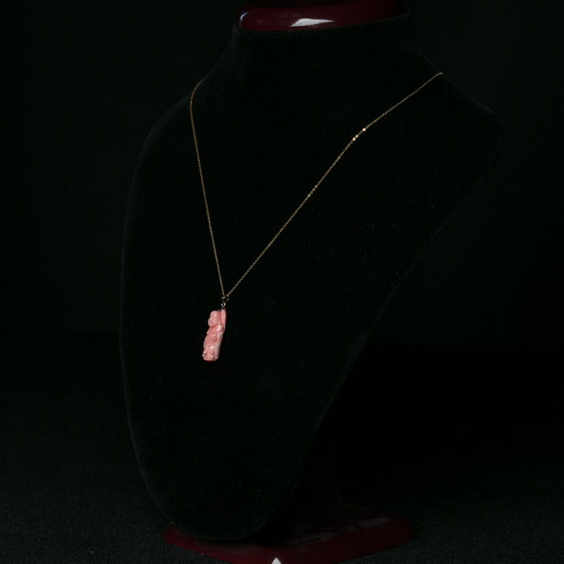 金镶深水珊瑚佛项链-红掌柜