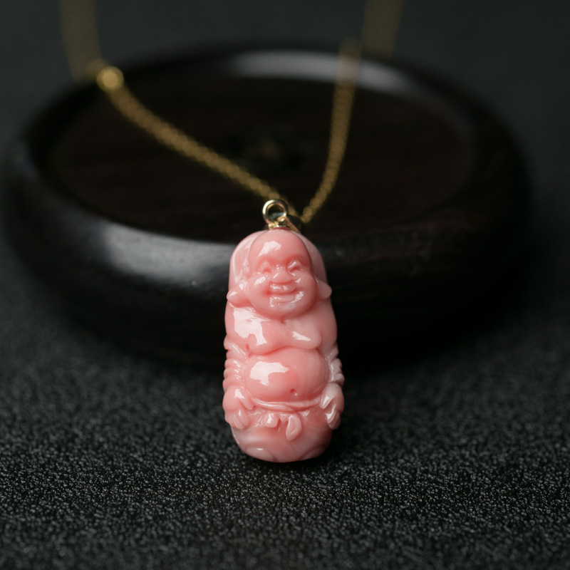 天然深水珊瑚佛项链-红掌柜