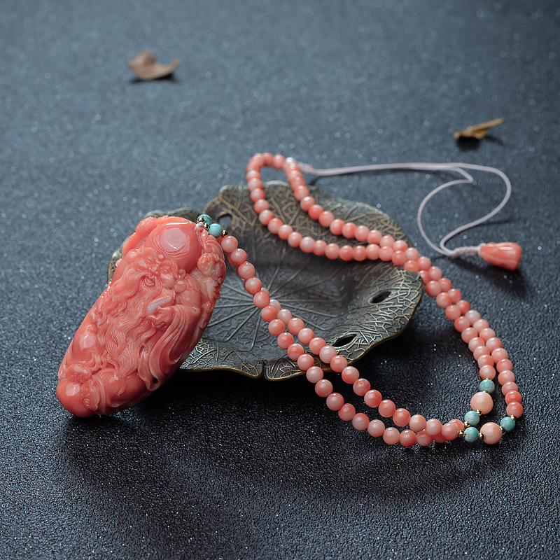 珊瑚寿星项链-红掌柜