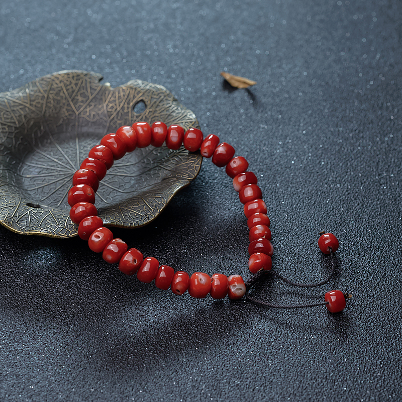 珊瑚算盘珠单圈手串-红掌柜