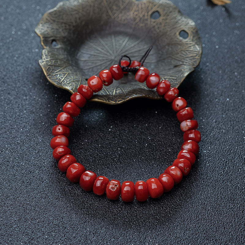 阿卡珊瑚算盘珠手串-红掌柜