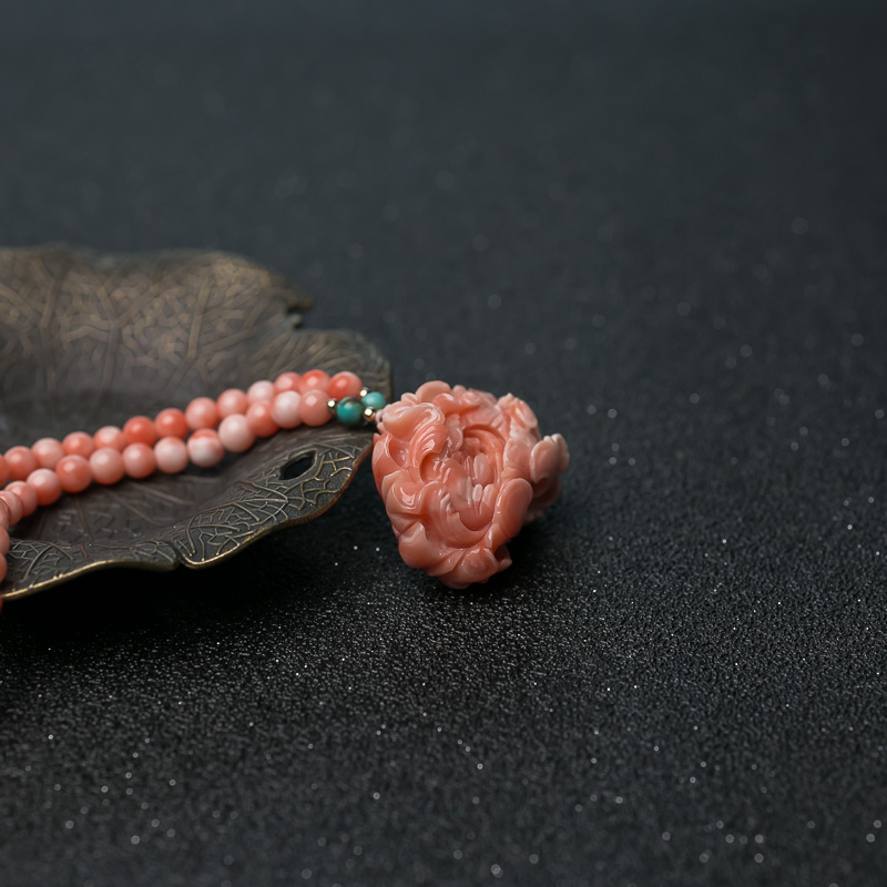 天然深水珊瑚花项链-红掌柜