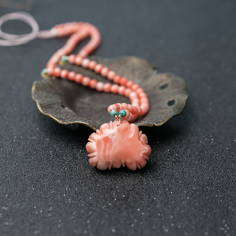 台湾深水珊瑚花项链-红掌柜